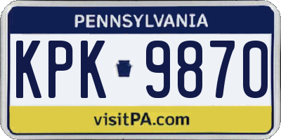 PA license plate KPK9870