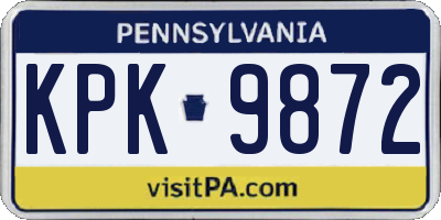 PA license plate KPK9872