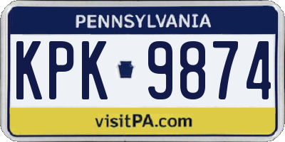 PA license plate KPK9874