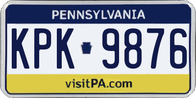 PA license plate KPK9876