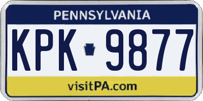 PA license plate KPK9877
