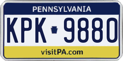 PA license plate KPK9880