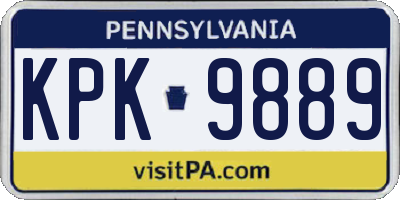 PA license plate KPK9889