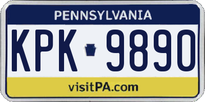 PA license plate KPK9890