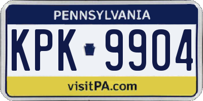 PA license plate KPK9904
