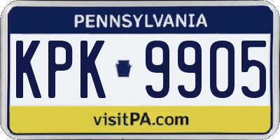 PA license plate KPK9905