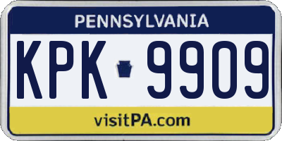 PA license plate KPK9909