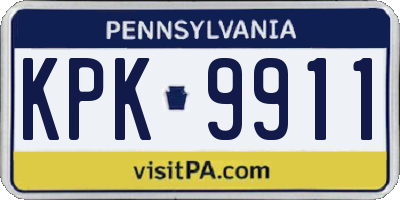PA license plate KPK9911