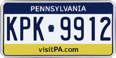 PA license plate KPK9912