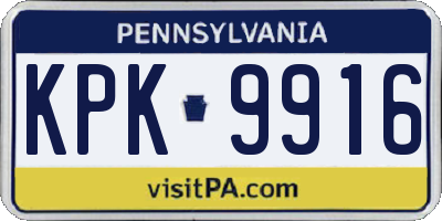 PA license plate KPK9916