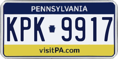 PA license plate KPK9917