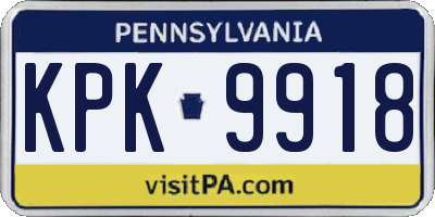 PA license plate KPK9918
