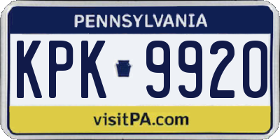 PA license plate KPK9920