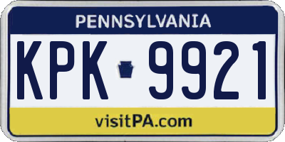 PA license plate KPK9921