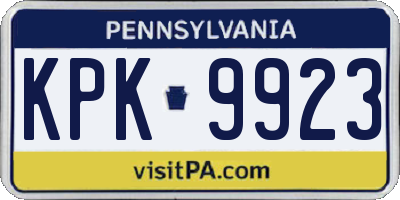 PA license plate KPK9923