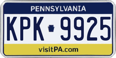 PA license plate KPK9925