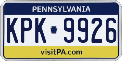 PA license plate KPK9926