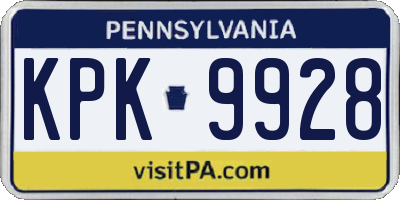 PA license plate KPK9928