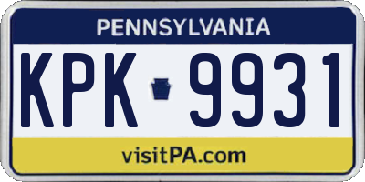 PA license plate KPK9931