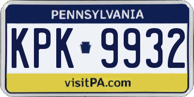 PA license plate KPK9932