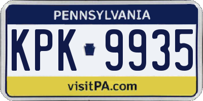 PA license plate KPK9935