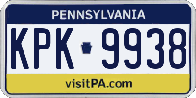 PA license plate KPK9938