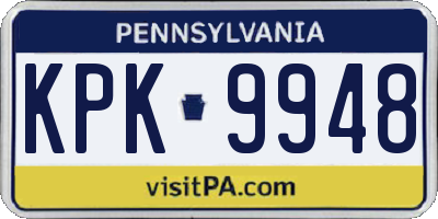 PA license plate KPK9948