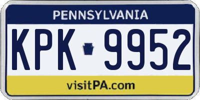 PA license plate KPK9952