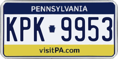 PA license plate KPK9953
