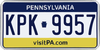 PA license plate KPK9957