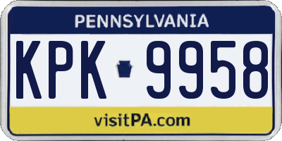 PA license plate KPK9958