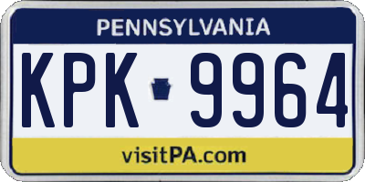 PA license plate KPK9964