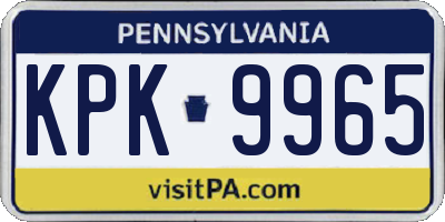 PA license plate KPK9965