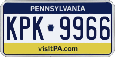 PA license plate KPK9966