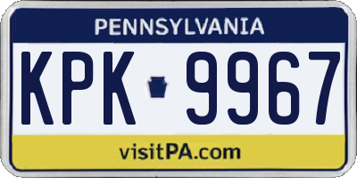PA license plate KPK9967