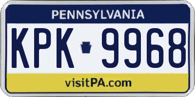 PA license plate KPK9968