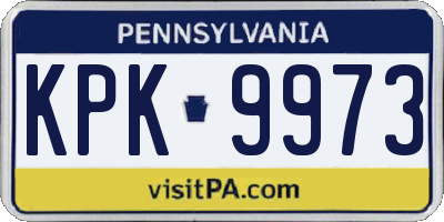 PA license plate KPK9973