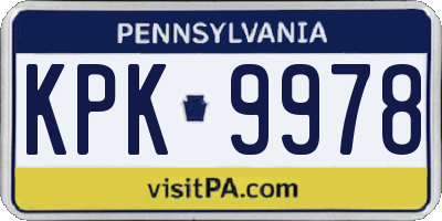 PA license plate KPK9978
