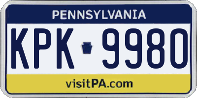 PA license plate KPK9980