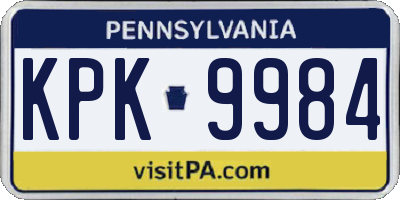 PA license plate KPK9984