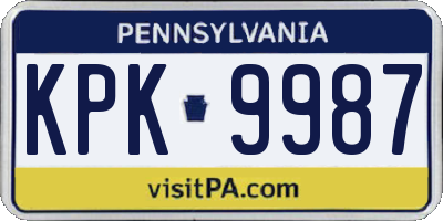 PA license plate KPK9987