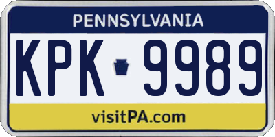PA license plate KPK9989