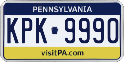PA license plate KPK9990