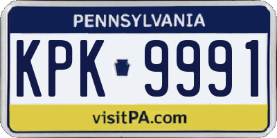 PA license plate KPK9991