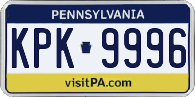 PA license plate KPK9996