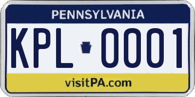 PA license plate KPL0001