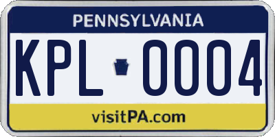 PA license plate KPL0004