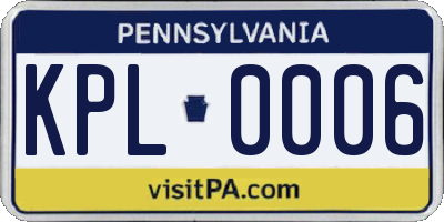 PA license plate KPL0006