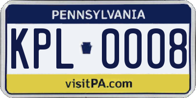 PA license plate KPL0008