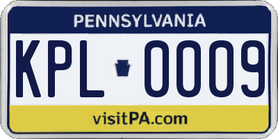 PA license plate KPL0009